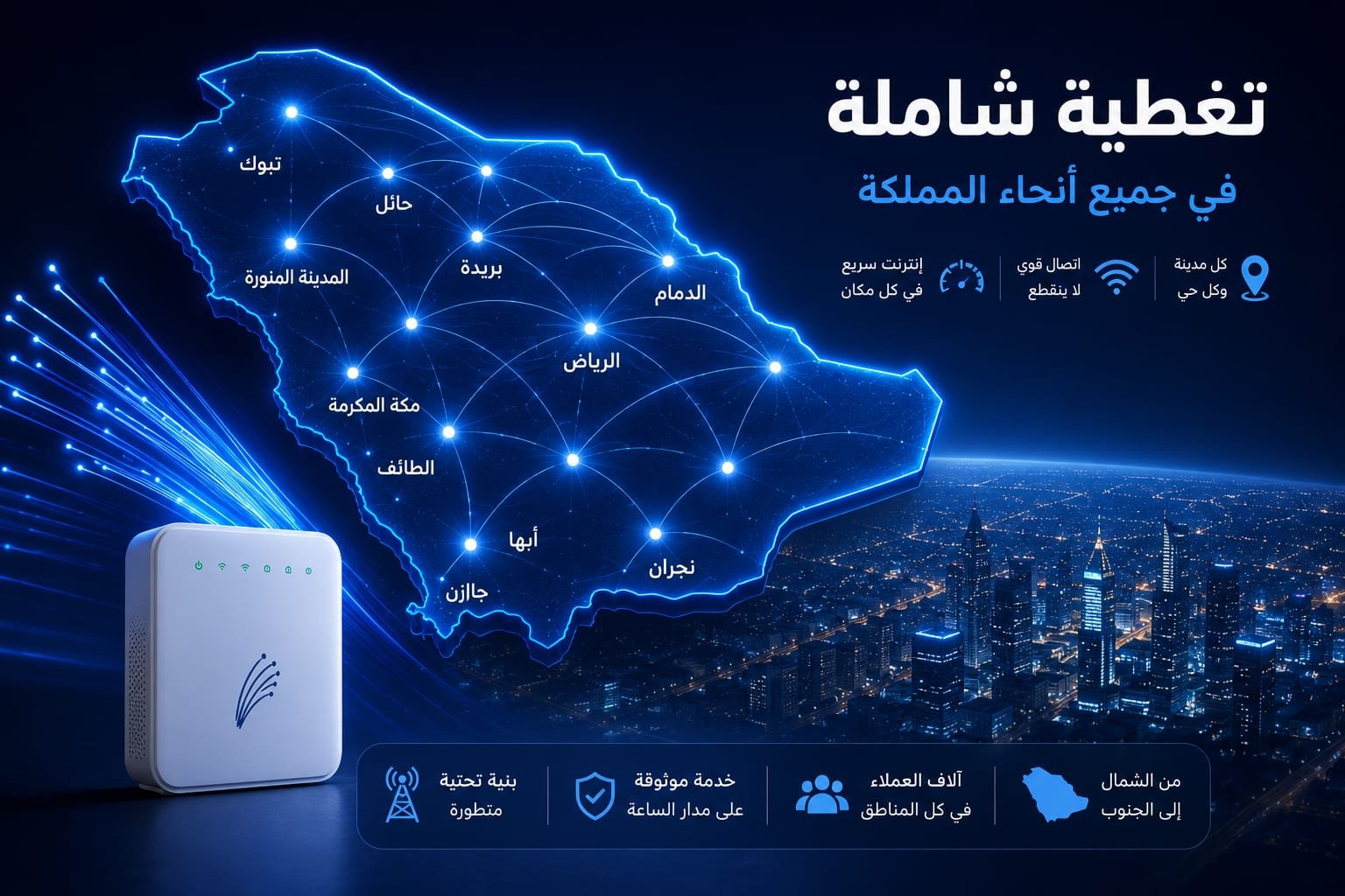 تغطية شاملة - خدمات في جميع مناطق المملكة